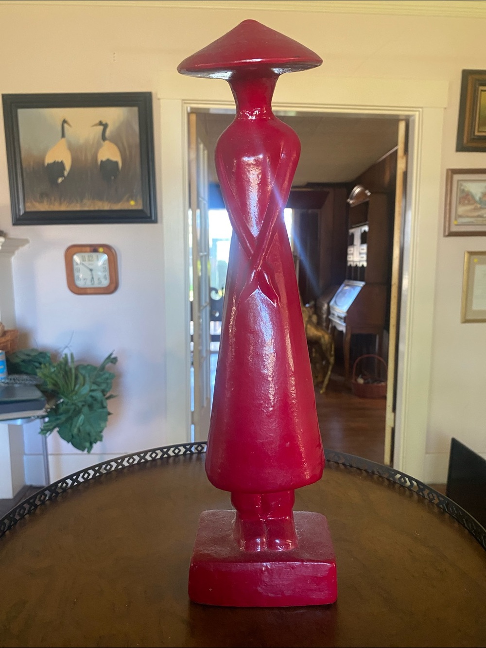Glossy Red Abstract Ceramic Sculpture - Home Art Accent